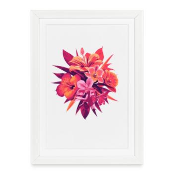 Fleurs tropicales - Affiche encadrée (27 × 37 cm) - blanc - Devant