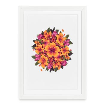 Tropical Hibiscus Circle - Framed poster (27 × 37 cm) - white - Front