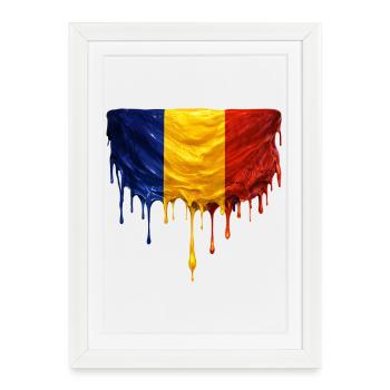 Art de la chute du drapeau roumain - Affiche encadrée (27 × 37 cm) - blanc - Devant