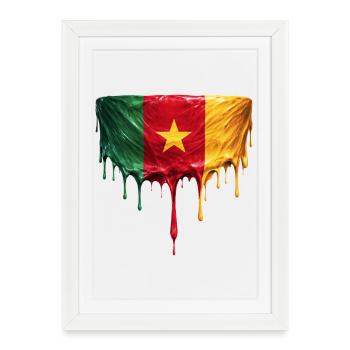 Cameroon Drop Flag Art - Framed poster (27 × 37 cm) - white - Front
