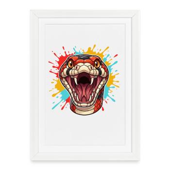 Tête de serpent en choc de couleur - Affiche encadrée (27 × 37 cm) - blanc - Devant