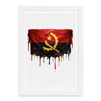 Art de la chute du drapeau angolais - Affiche encadrée (27 × 37 cm) - blanc - Devant