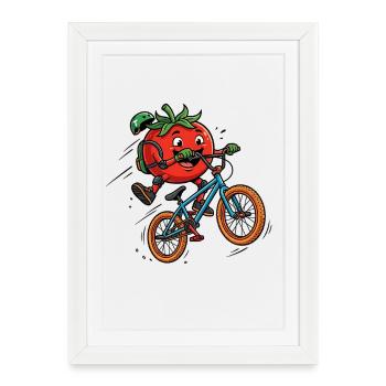 Drôle de Tomato sur le truc du BMX Bike - Affiche encadrée (27 × 37 cm) - blanc - Devant