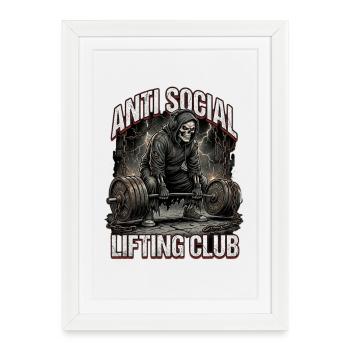 Anti Social Lifting Club Gym - Framed poster (27 × 37 cm) - white - Front