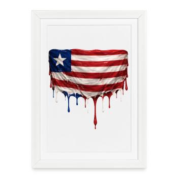 Drapeau du Libéria dans l’art en chute - Affiche encadrée (27 × 37 cm) - blanc - Devant