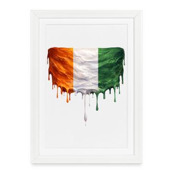 Drapeau de la Côte d’Ivoire en illustration de drop - Affiche encadrée (27 × 37 cm) - blanc - Devant