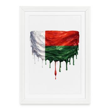 Drapeau de Madagascar en art de goutte - Affiche encadrée (27 × 37 cm) - blanc - Devant