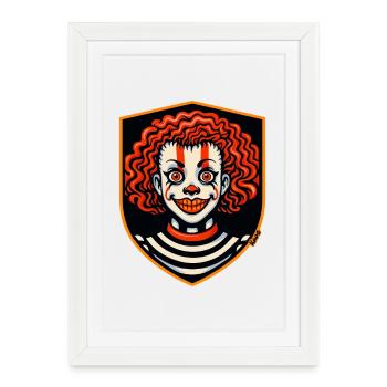 Clown Bouclier de Fureur Arlequin - Affiche encadrée (27 × 37 cm) - blanc - Devant
