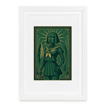 Cyber Deco Android Green Sentinel - Framed poster (27 × 37 cm) - white - Front