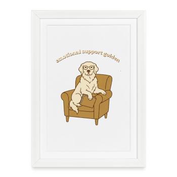 Soutien émotionnel T-shirt Golden Retriever Mignonne Animal de compagnie - Affiche encadrée (27 × 37 cm) - blanc - Devant
