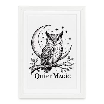 Quiet Magic Owl Shirt Moon Night Mysticism - Framed poster (27 × 37 cm) - white - Front