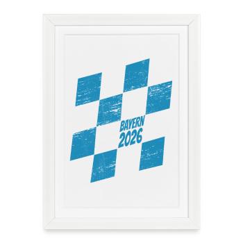 Bayern 2026 Rauten blau weiß - Gerahmtes Poster (27 × 37 cm) - Weiß - Vorne