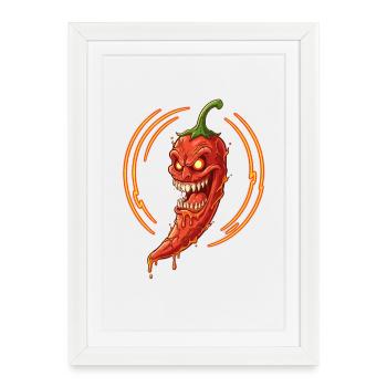 Démon du piment infernal - Affiche encadrée (27 × 37 cm) - blanc - Devant