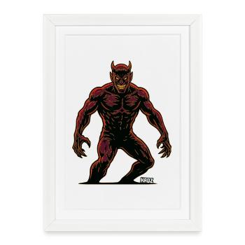 Crimson Demon Silhouette - Framed poster (27 × 37 cm) - white - Front