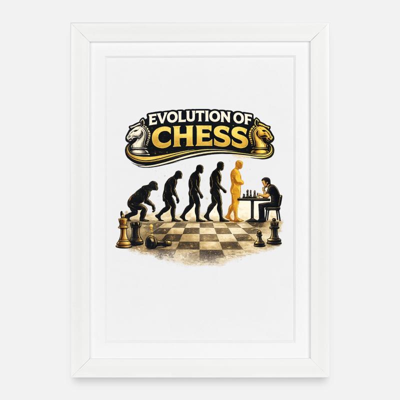 Évolution des échecs - Affiche encadrée (27 × 37 cm) - blanc