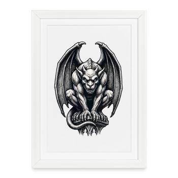 Gargouille vintage - Affiche encadrée (27 × 37 cm) - blanc - Devant