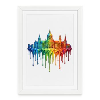 Hanovre avec des dégradés colorés colorés - Affiche encadrée (27 × 37 cm) - blanc - Devant