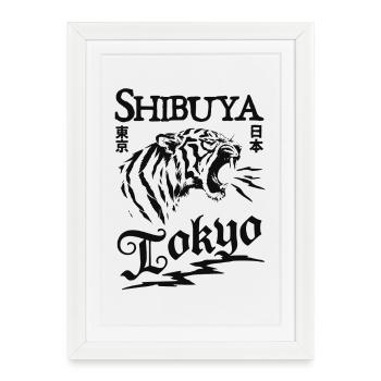 Shibuya Tigre de Tokyo - Affiche encadrée (27 × 37 cm) - blanc - Devant