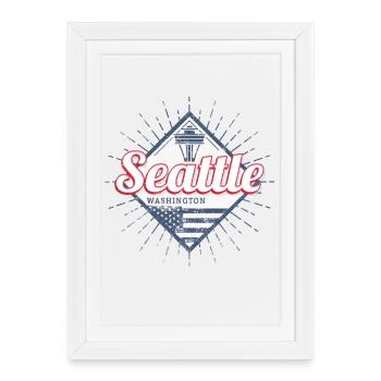 Seattle dans l’État de Washington Souvenir - Affiche encadrée (27 × 37 cm) - blanc - Devant