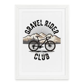 Gravel Bike Shirt Mountain Outdoor Bike - Affiche encadrée (27 × 37 cm) - blanc - Devant