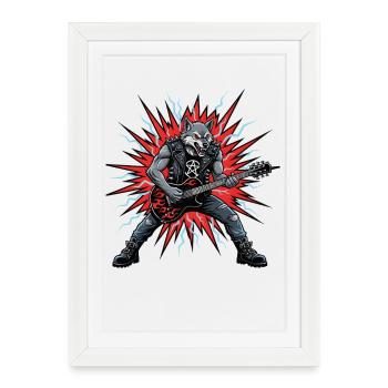 Heavy Metal Rock Music Wolf Musician Band Festival - Framed poster (27 × 37 cm) - white - Front