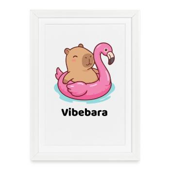 Cuddly bear on flamingo float - Framed poster (27 × 37 cm) - white - Front