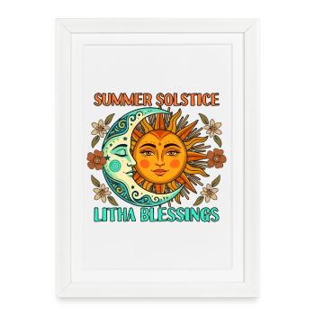 Litha Pagan Solstice d’été Midsommar - Affiche encadrée (27 × 37 cm) - blanc - Devant