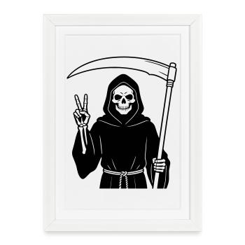 La Faucheuse envoie un signal de paix - Affiche encadrée (27 × 37 cm) - blanc - Devant