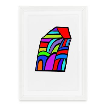Colored House Mosaic - Framed poster (27 × 37 cm) - white - Front