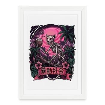 Tropical Skeleton Sunset - Framed poster (27 × 37 cm) - white - Front