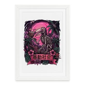 Neon Jungle Skeleton Parrot - Framed poster (27 × 37 cm) - white - Front