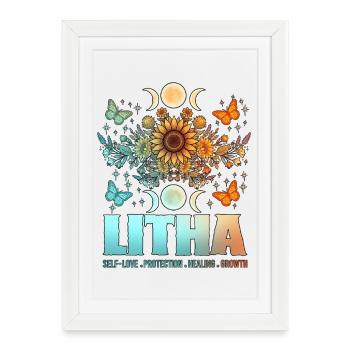 Litha Pagan Solstice d’été Midsommar - Affiche encadrée (27 × 37 cm) - blanc - Devant