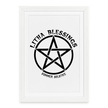 Litha Pagan Solstice d’été Midsommar - Affiche encadrée (27 × 37 cm) - blanc - Devant