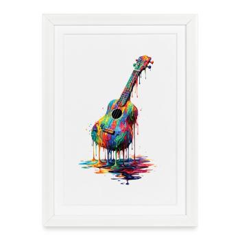 Ukulele with dripping paint - Framed poster (27 × 37 cm) - white - Front