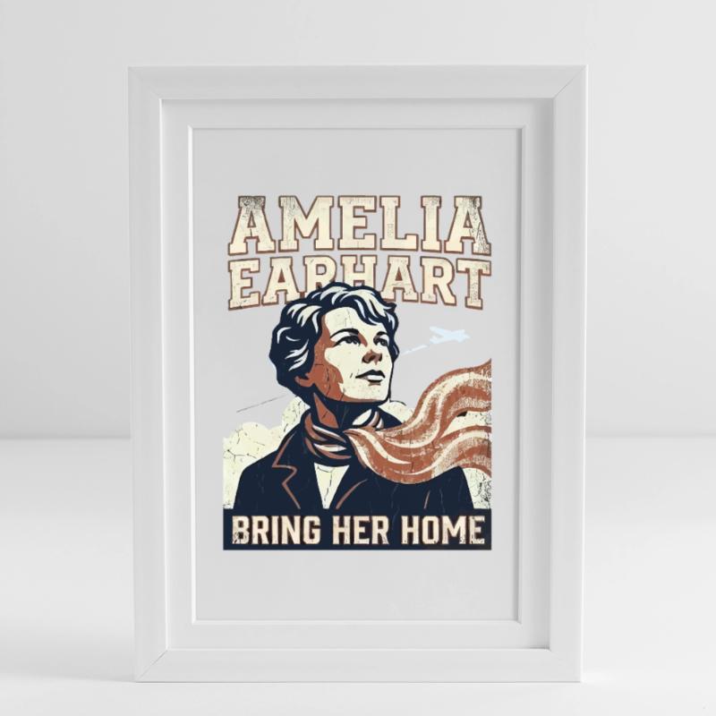 Amelia Earhart – Bring sie nach Hause Gerahmtes Poster (27 × 37 cm)