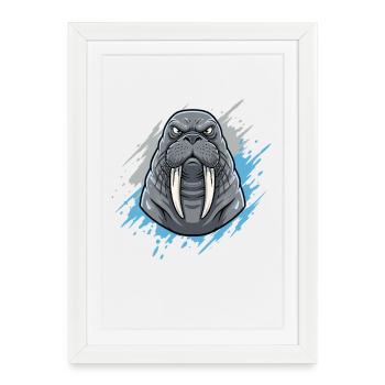 Morse en couleur splash - Affiche encadrée (27 × 37 cm) - blanc - Devant