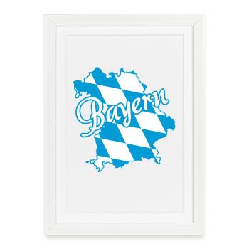 Bayern | Blau Weiß Rauten - Gerahmtes Poster (27 × 37 cm) - Weiß - Vorne