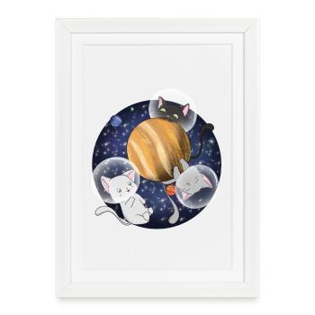 Chemise Kawaii Space Cats Jupiter - Affiche encadrée (27 × 37 cm) - blanc - Devant