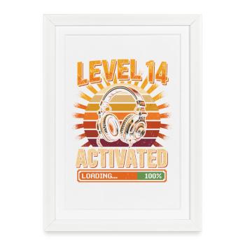 Le niveau 14 active les écouteurs rétro - Affiche encadrée (27 × 37 cm) - blanc - Devant