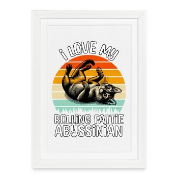Chat Abyssin Drôle - Affiche encadrée (27 × 37 cm) - blanc - Devant