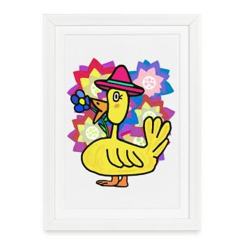 Anniversaire des enfants canards drôles, Enfant - Affiche encadrée (27 × 37 cm) - blanc - Devant