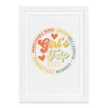 Girl Trip 2026 Charme rétro - Affiche encadrée (27 × 37 cm) - blanc - Devant