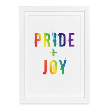 Pride Joy Rainbow LGBTQ Typography Design - Framed poster (27 × 37 cm) - white - Front
