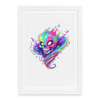 Neon Skull Color Buzz - Framed poster (27 × 37 cm) - white - Front