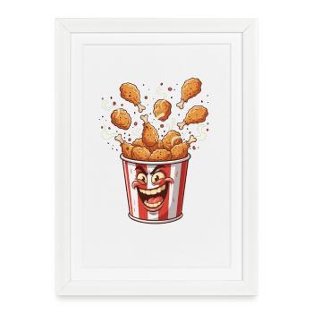 Sourire en seau de popcorn - Affiche encadrée (27 × 37 cm) - blanc - Devant