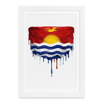 Drapeau de Kiribati dégoulinant - Affiche encadrée (27 × 37 cm) - blanc - Devant