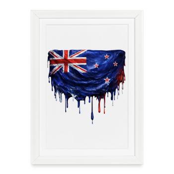 Dripping New Zealand flag - Framed poster (27 × 37 cm) - white - Front