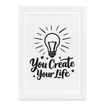 Vous créez votre inspiration d’ampoule de vie - Affiche encadrée (27 × 37 cm) - blanc - Devant