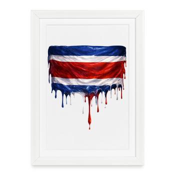 Costa Rica Dripping Flag - Framed poster (27 × 37 cm) - white - Front