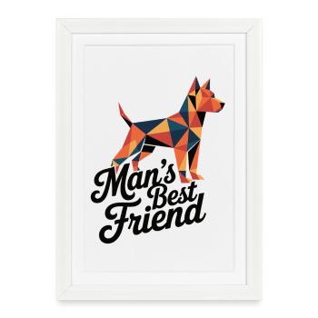 Low Poly Dog Graphic Mans Best Friend Shirt - Framed poster (27 × 37 cm) - white - Front
